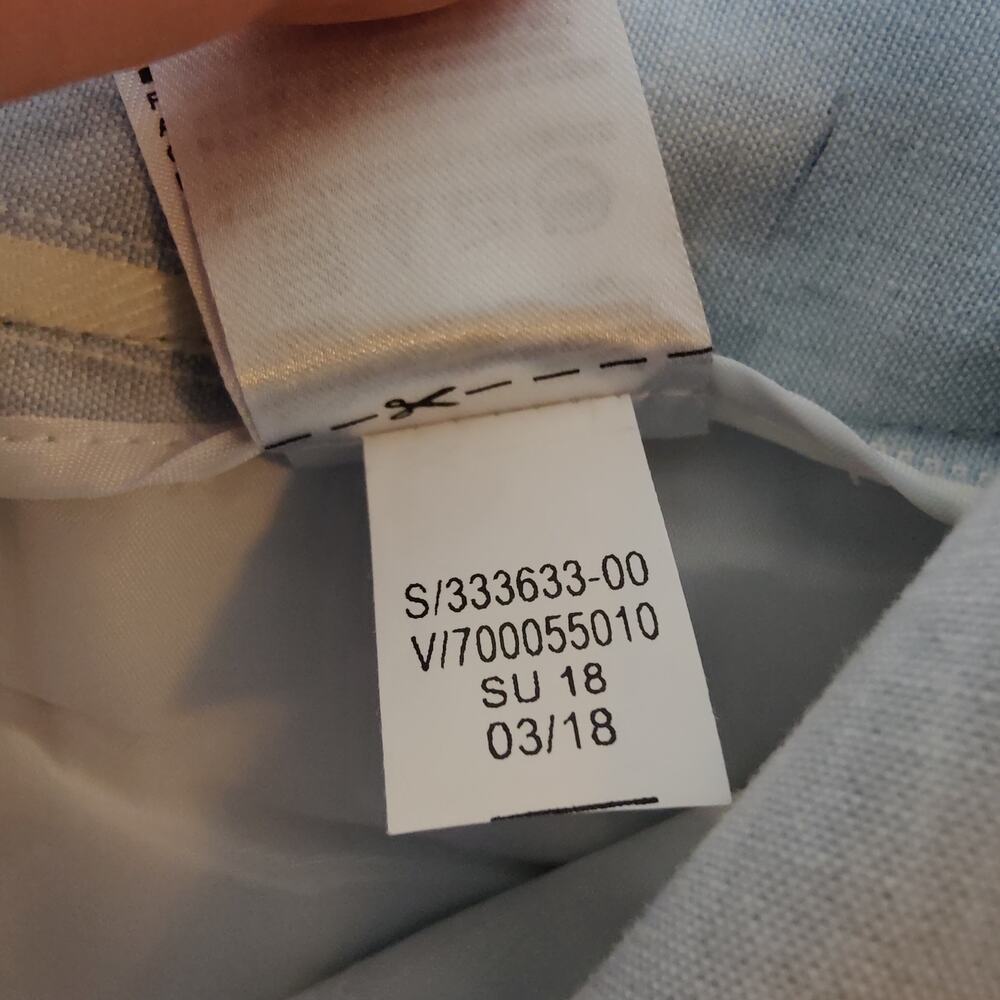 Banana Republic Women's Sz 4 Blue White Linen Blend Logan Cropped Trouser Pants - Picture 5 of 9